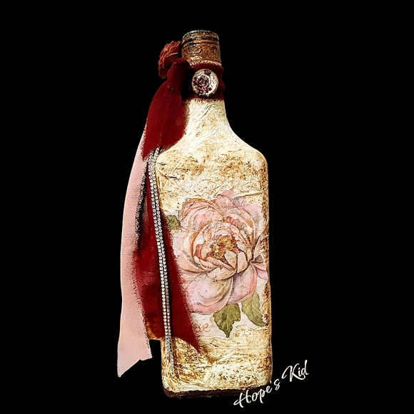 Hope's Kid Other - Floral Art Bottle with Red Accents